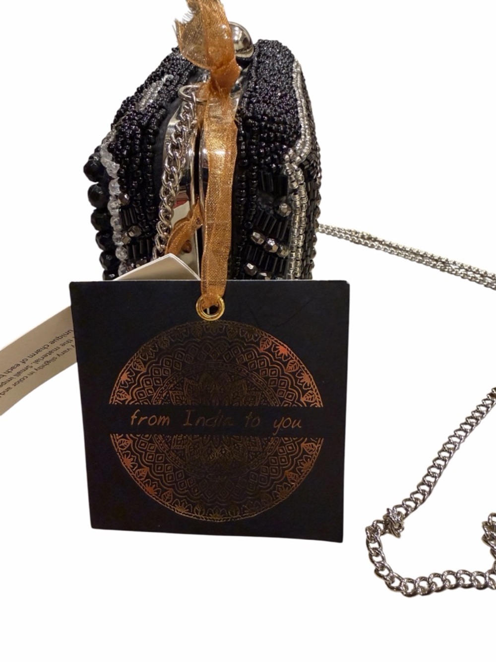 From India to You Beaded Camera Clutch/crossbody with Rhinestone Accent - Picture 4 of 6